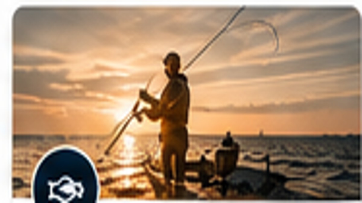 Angler fishing at sunset